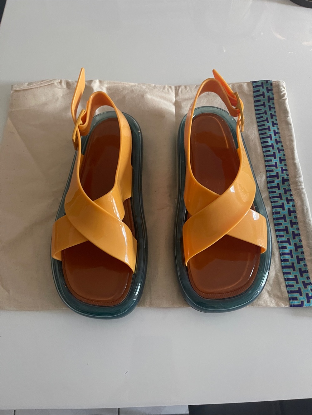 Tory Burch Orange Crisscross Slingback Sandals